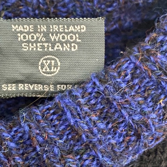 Christopher Hayes Irish Wool Argyle Sweater Blue Tan Size XL - Picture 5 of 8